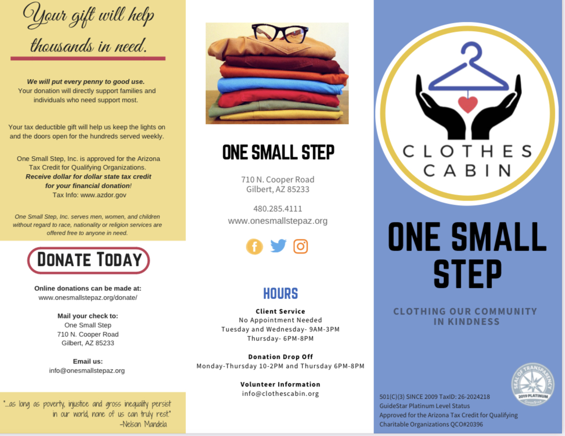 Providing free clothing to people in need - One Small Step, Inc.