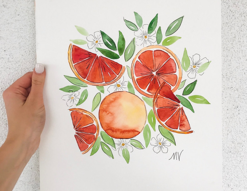 Grapefruit Watercolor