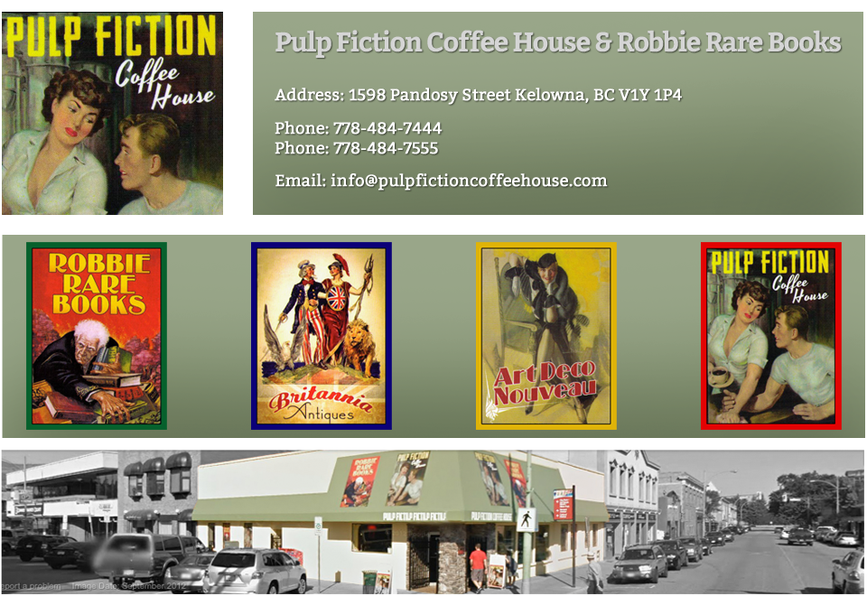 Poster for Robbies Rare Books @ Pulp Fiction Coffee House