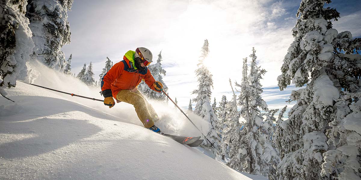 A downhill skier at Big White Ski Resort in BC, Canada