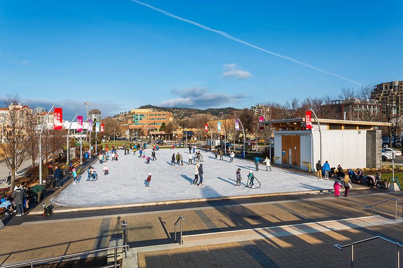 People ice skating at Stuart Park outdoor ice rink