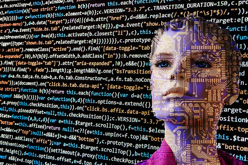 AI woman parsing massive amounts of data in a heartbeat or nanosecond (we can't tell)