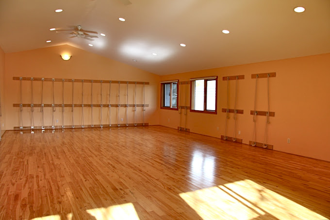 The spacious yoga studio in Kelowna Yoga House