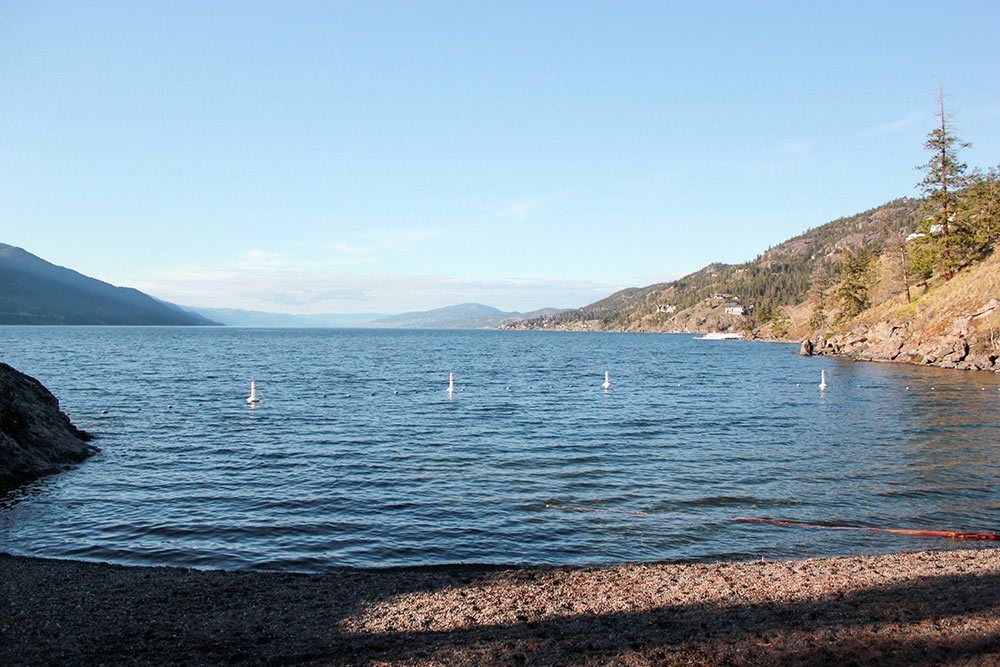 The beach at Paul’s Tomb in Kelowna, BC