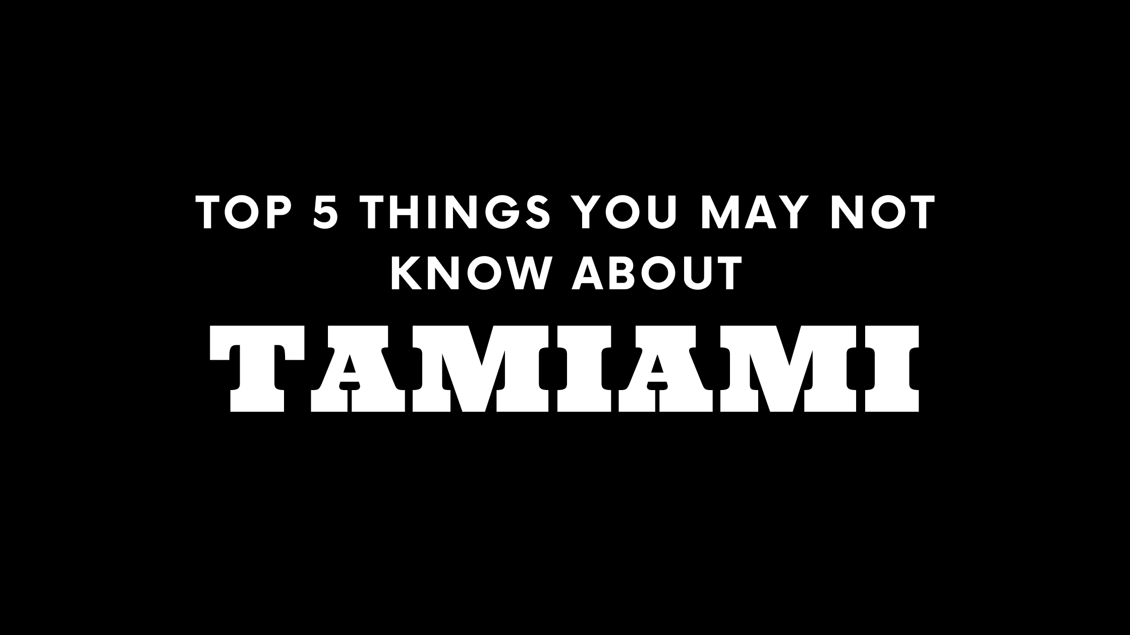 Top 5 Things You May Not Know About Tamiami