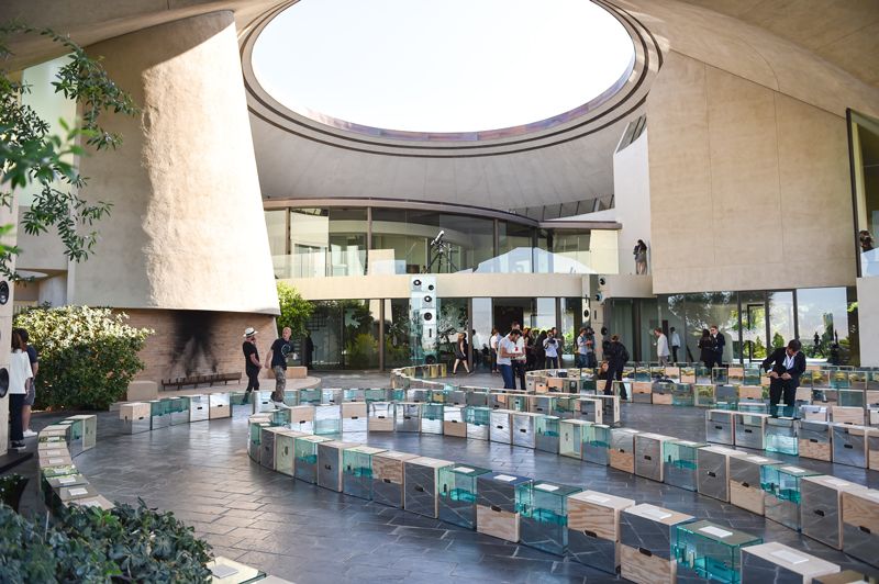 Seating at the Louis Vuitton Cruise 2016 fashion show at the Bob and Dolores Hope Estate