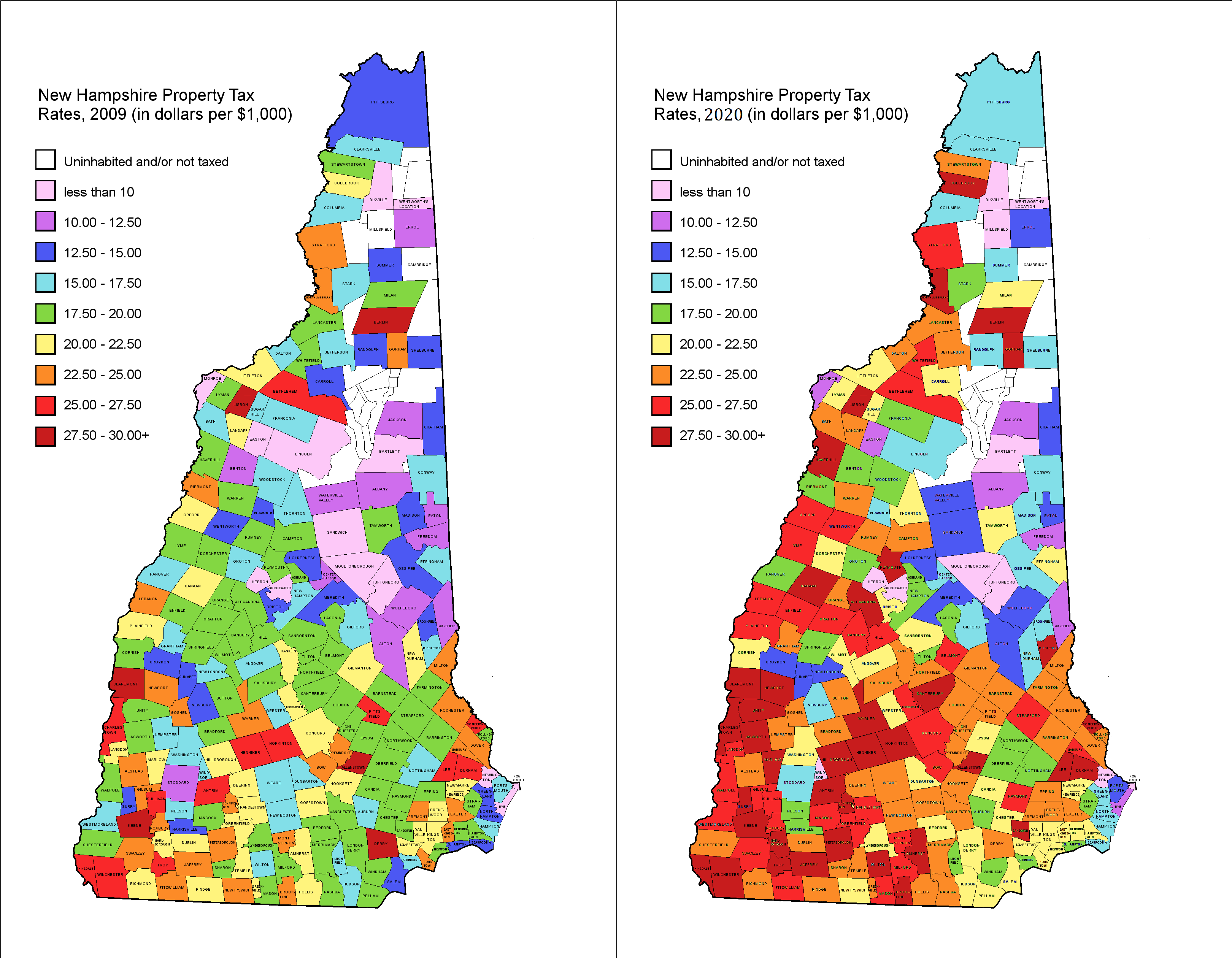 New Hampshire Property Taxes Changes Since-2009-2020 Reddit