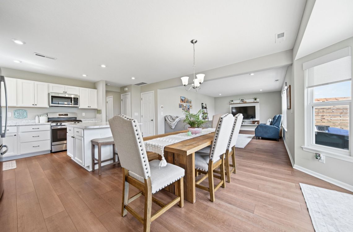 Open kitchen dining and living room