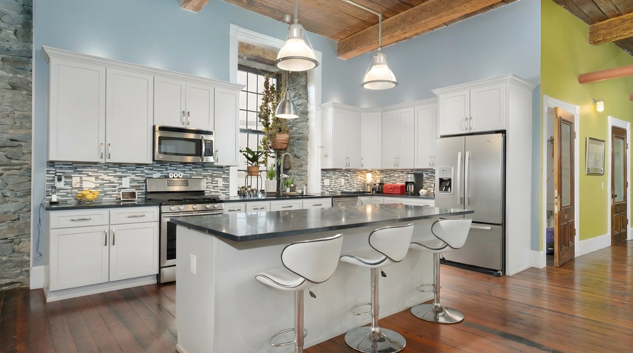 Owner's loft kitchen with soapstone countertops