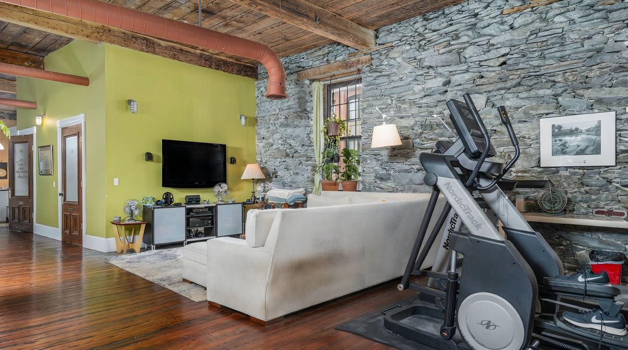 12-foot wood ceilings in living area