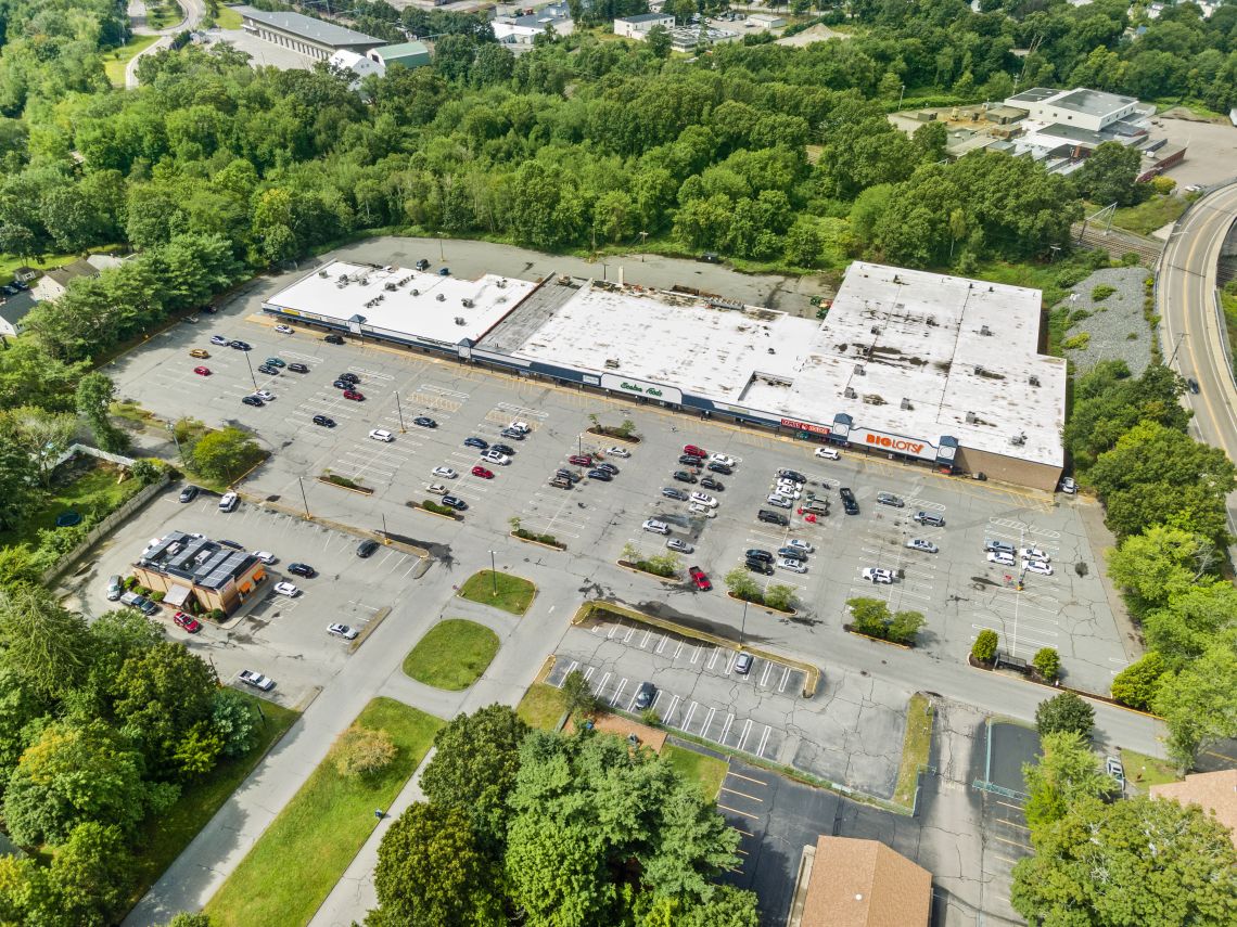 Attleboro Crossing Plaza retail pylon signage and roadside presence in Attleboro, Massachusetts