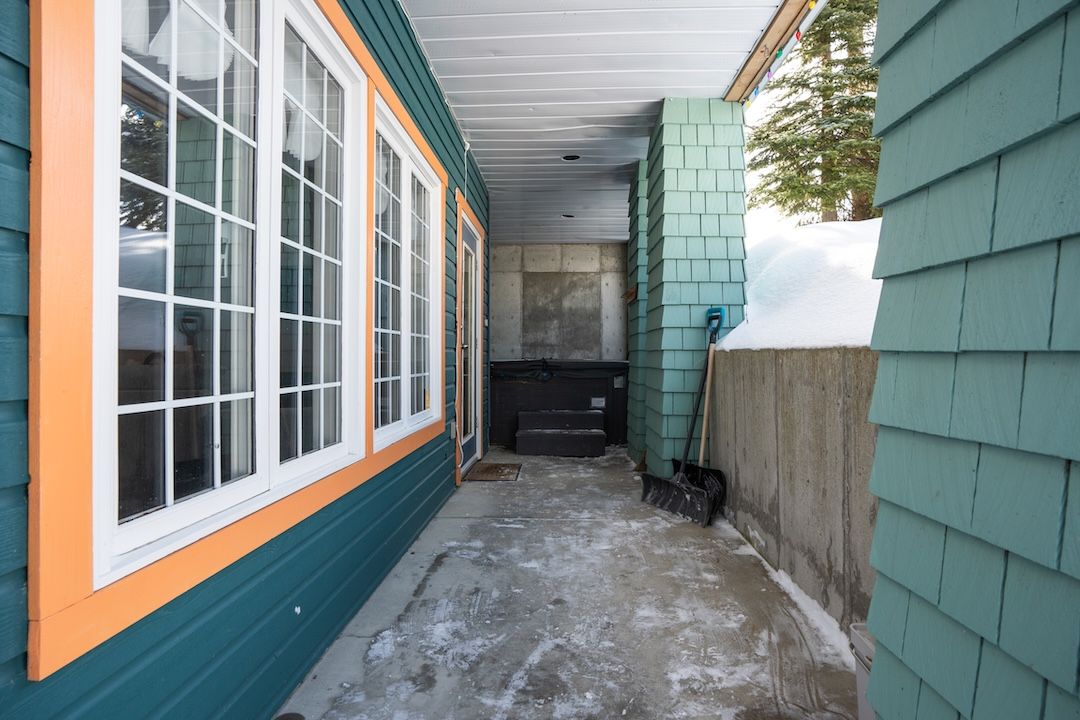 Covered walkway along the home