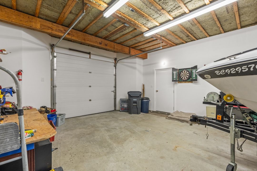 Overhead door and workspace in the garage