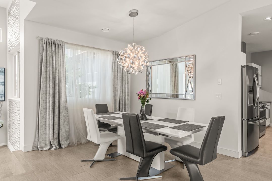 Dining room with chandelier