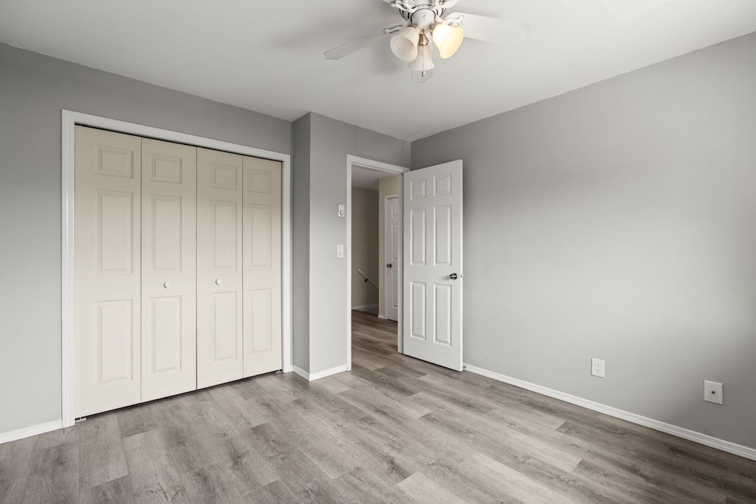 The primary bedroom on the upper level