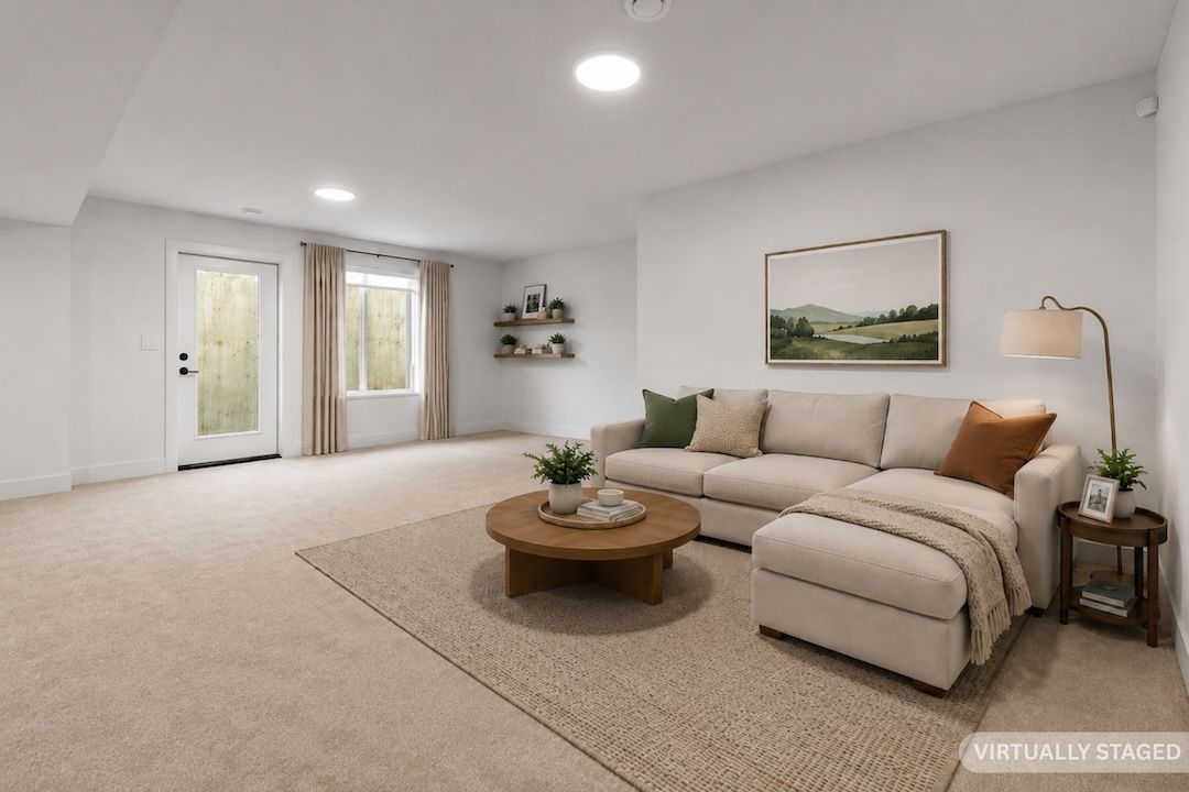 Basement rec room (virtually staged)