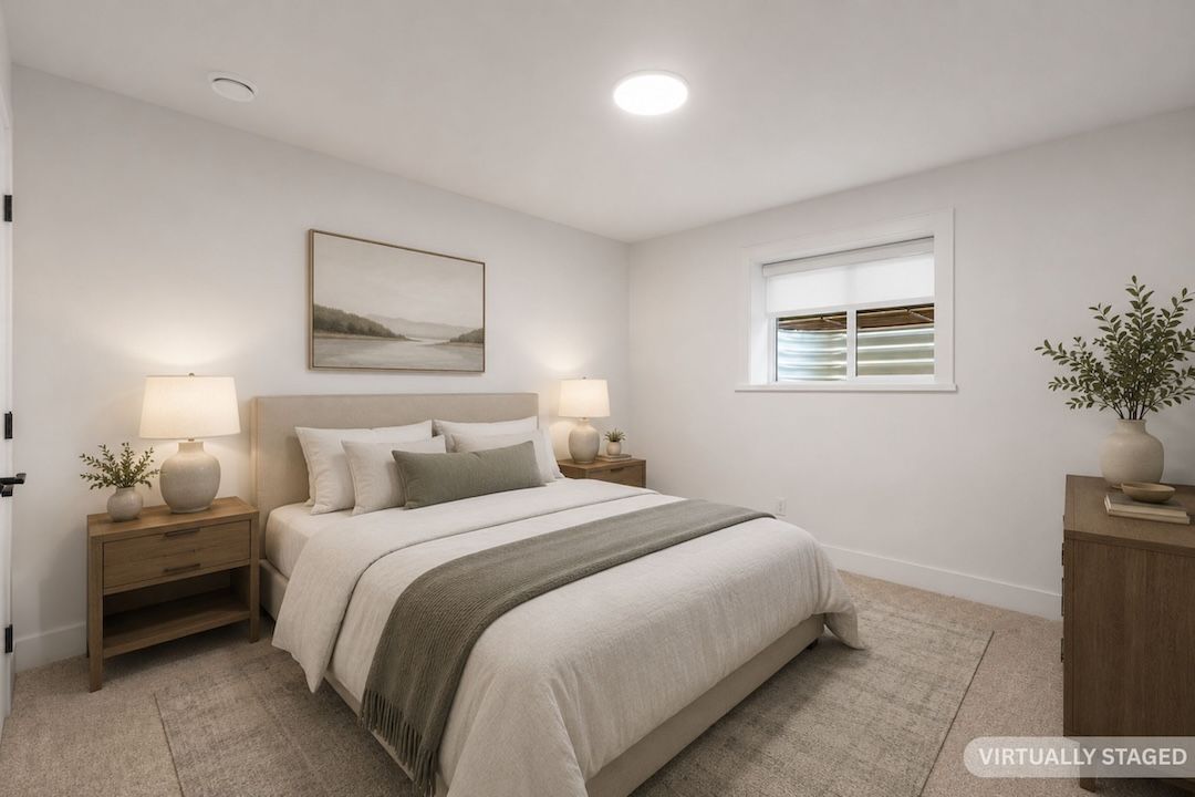 Basement bedroom (virtually staged)