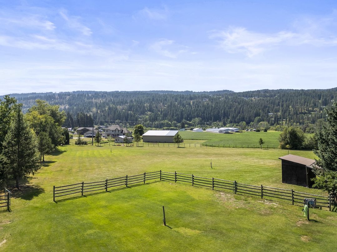 Aerial of the fenced acreage and paddocks
