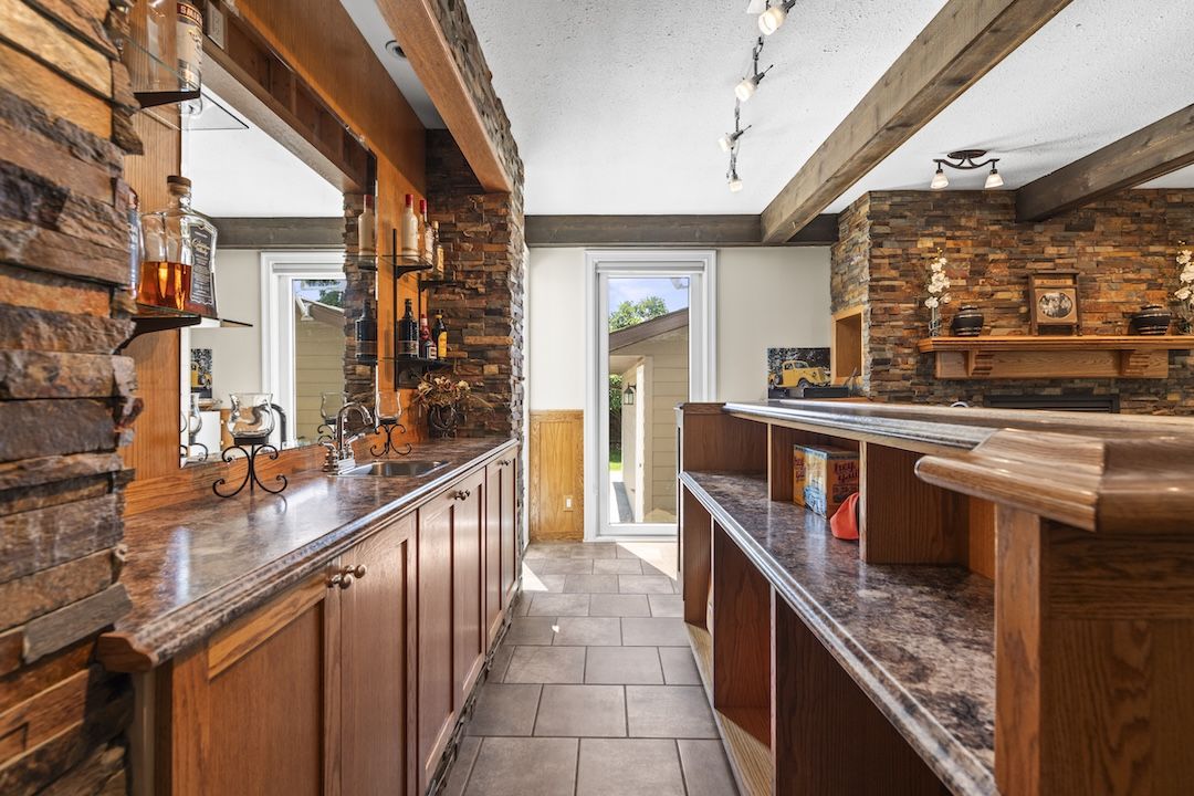 Bar and entertainment room off the front entry