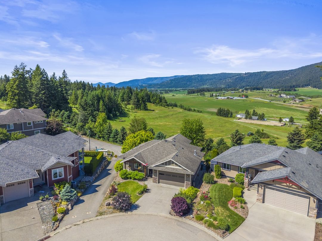Aerial view of the home and valley