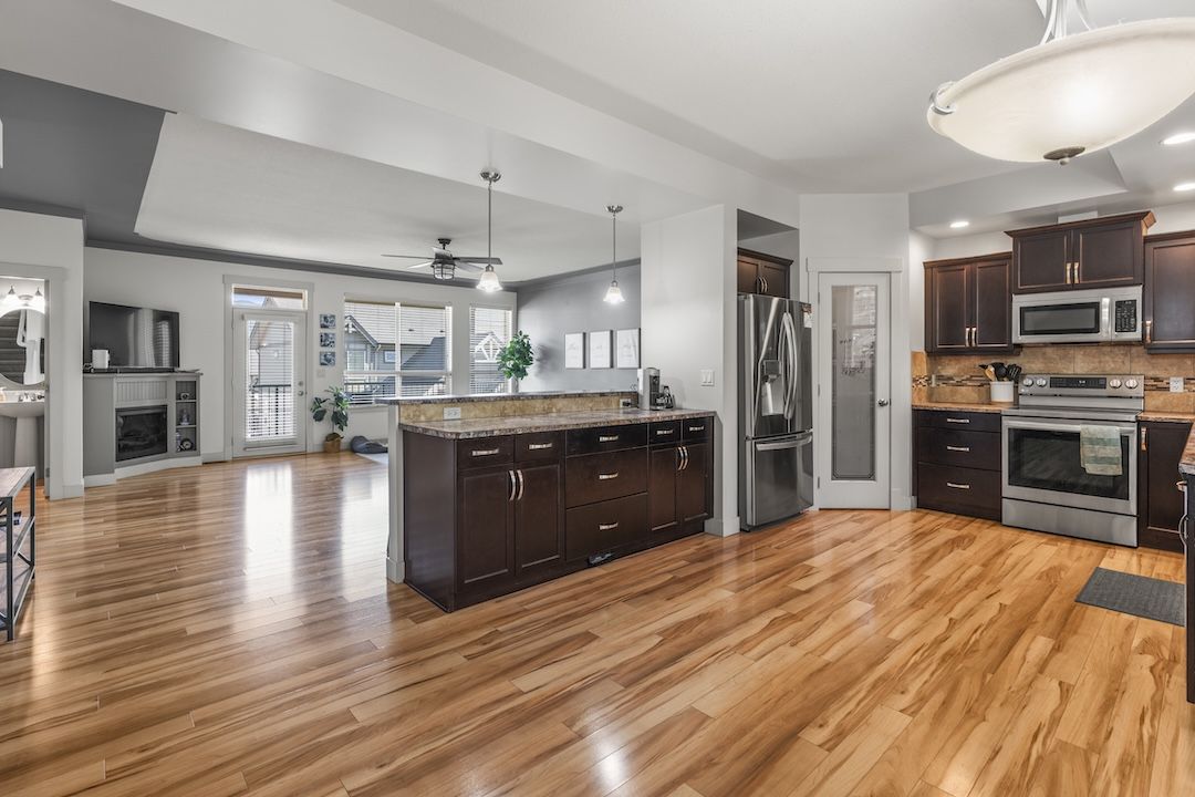 Open kitchen and living area