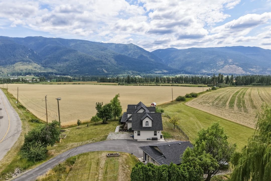 Aerial valley view over the property