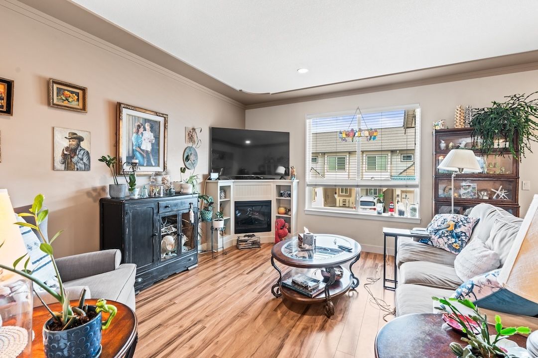 Main-floor living area with fireplace