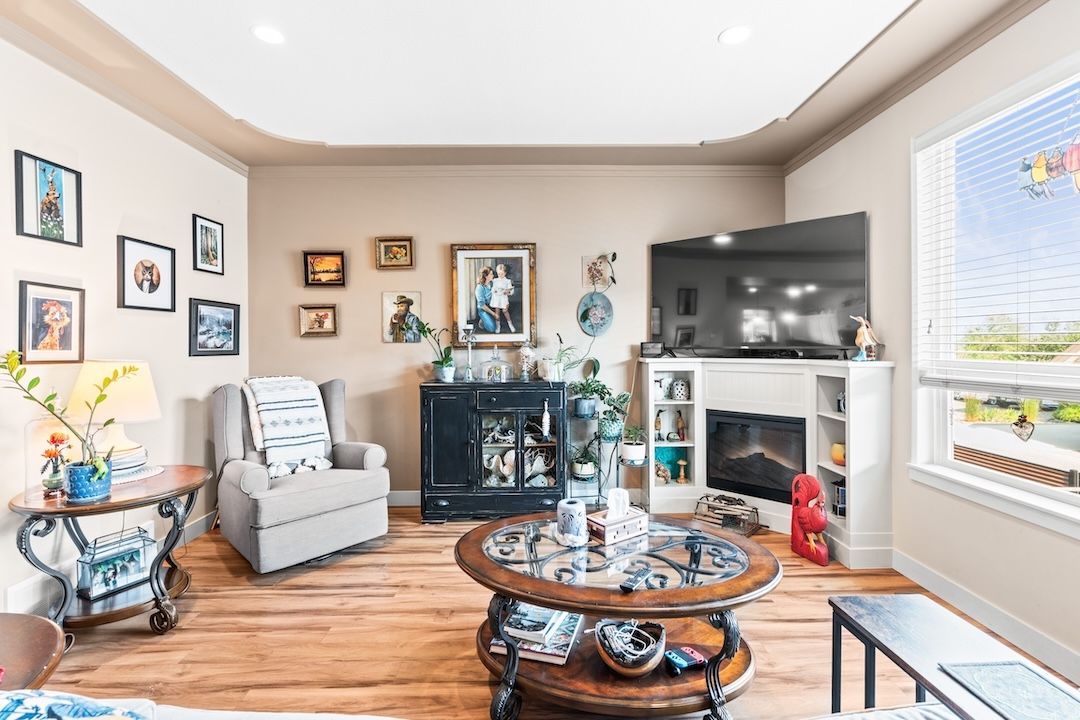 Living room with fireplace