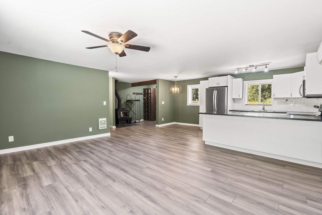 Open living, dining and kitchen
