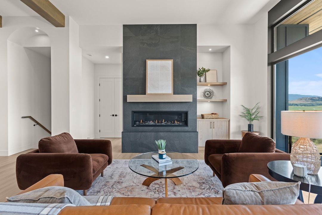 Living room with feature gas fireplace