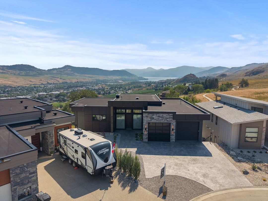Aerial view of the home from the front