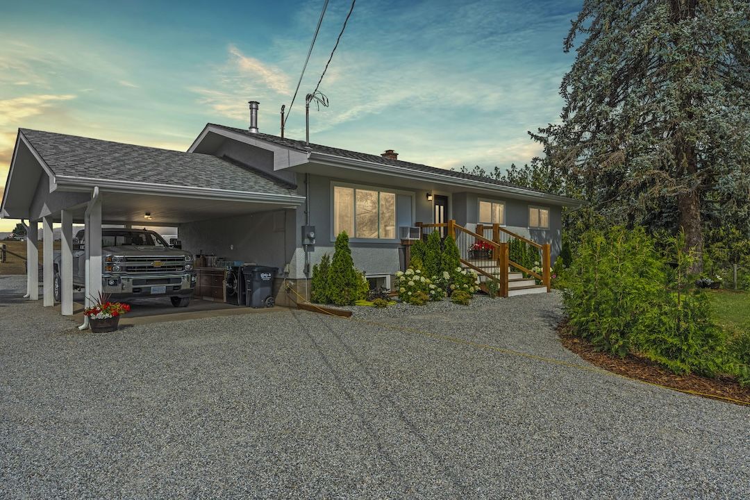 Twilight exterior of 6550 Herry Road