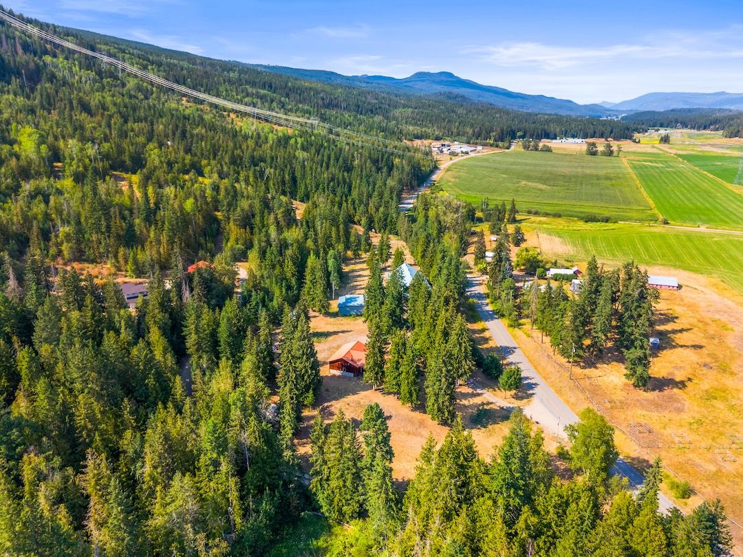 Aerial view over the property and the valley beyond
