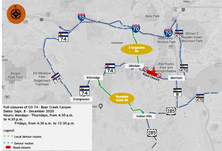 CO 74 Bear Creek Rockfall Mitigation Project Map