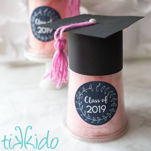 cotton candy grad cap party favor