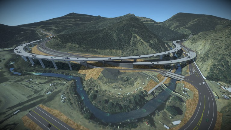 Rendering of the completed I-70 Floyd Hill Project’s Central Section looking north