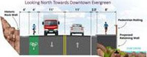 Link to larger cross section of JC-73 looking north towards downtown Evergreen. Opens in new window